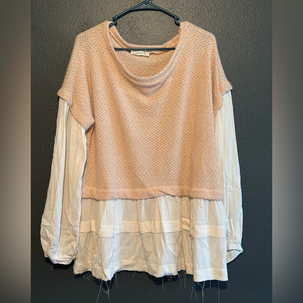 Endless Blu Pink and Cream Layered Sweater